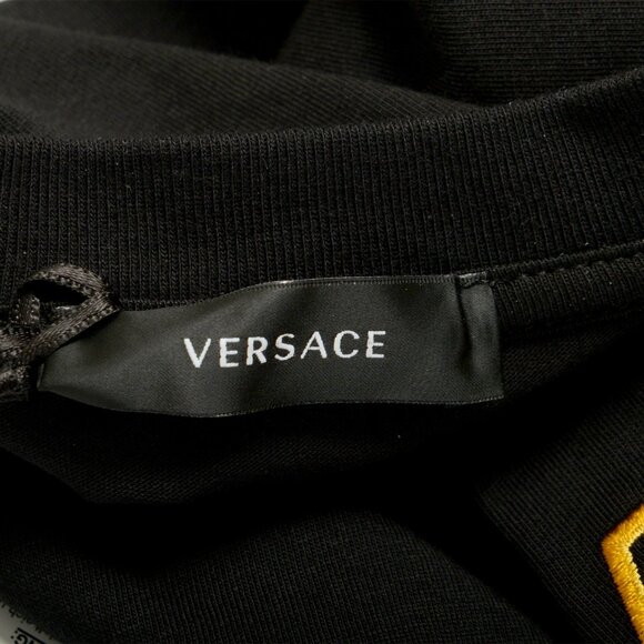 Versace Men's Black Short Sleeve Gold Logo Embroidery T-Shirt US 3XL IT 58 - Picture 6 of 6